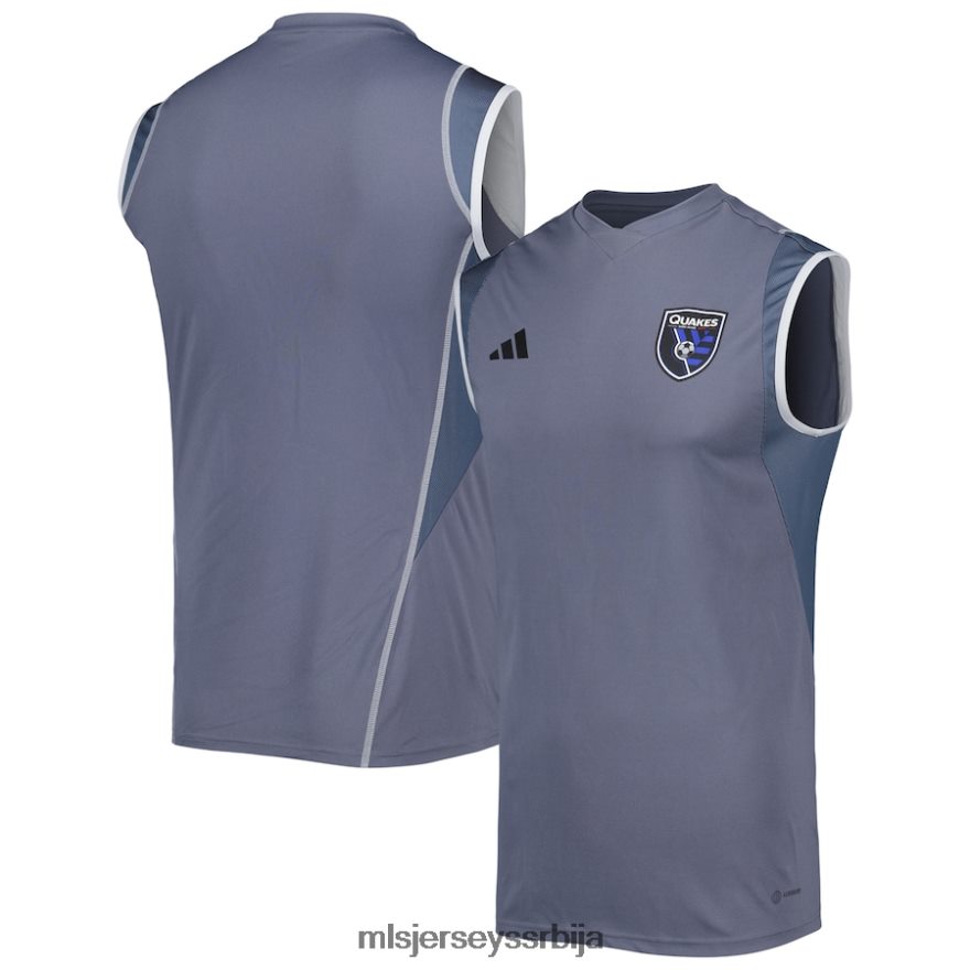 MLS Jerseys мушкарци Сан Јосе Еартхкуакес адидас сиви дрес без рукава на терену 2023 PLB4H8341 дрес