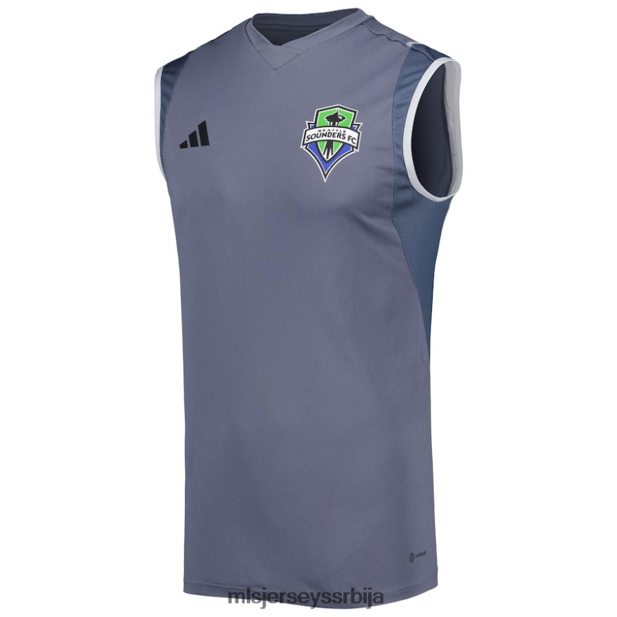 MLS Jerseys мушкарци Сијетл соундерс фц адидас сиви дрес без рукава на терену 2023 PLB4H8384 дрес