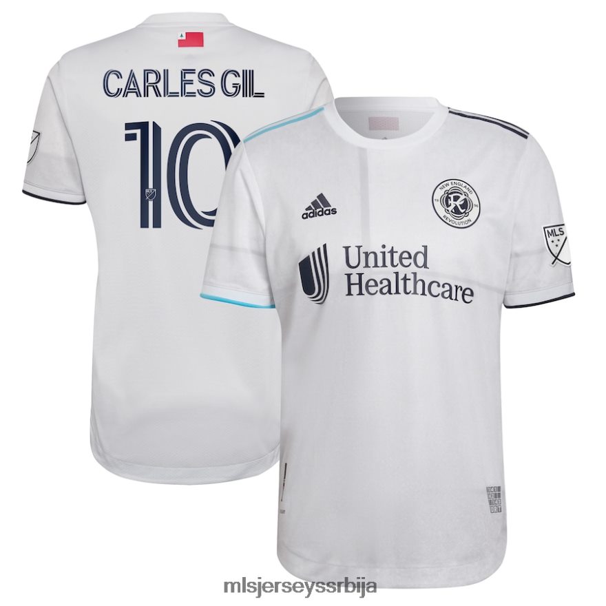 MLS Jerseys мушкарци нова енгланд револутион карлес гил адидас бели 2022 секундарни аутентичан дрес играча PLB4H81296 дрес