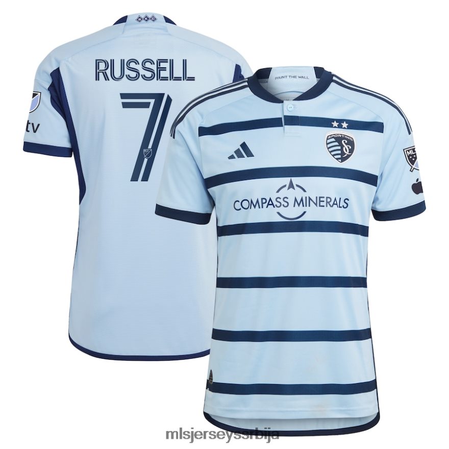 MLS Jerseys мушкарци спортски Канзас Сити Џони Расел адидас светло плави 2023 хоопс 4.0 аутентичан дрес играча PLB4H8687 дрес